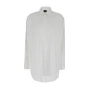 Witte Katoenen Oversized Shirt Plain Units , White , Dames