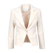 Witte Satijnen Jas met Strass Detail Simona Corsellini , White , Dames