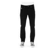 Slim-Fit Jeans met Tricolor Inzetstuk Baldinini , Black , Heren