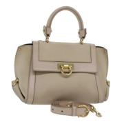 Pre-owned Leather handbags Salvatore Ferragamo Pre-owned , Beige , Dam...