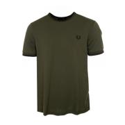 Gestreept T-shirt met Lorice Wreath Borduurwerk Fred Perry , Green , H...