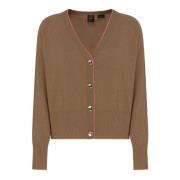 Bruine V-hals Cardigan met Fuchsia Rand Pinko , Brown , Dames