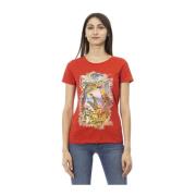 Korte Mouw Ronde Hals T-Shirt Trussardi , Red , Dames