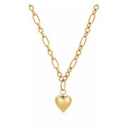 Womens Gold Cable Choker with Chunky Heart Pendant Nialaya , Yellow , ...