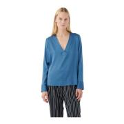 Stretch Silk Blouse - Cornflower Dea Kudibal , Blue , Dames