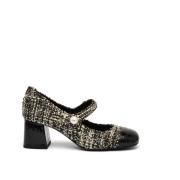 Zwart-witte tweed pumps Roberto Festa , Black , Dames