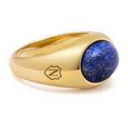 Gold Oval Signet Ring with Blue Lapis Nialaya , Yellow , Heren