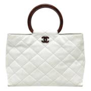 Pre-owned Leather chanel-bags Chanel Vintage , White , Dames