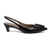 Zwarte Leren Slingback Dorien Schoenen Roberto Festa , Black , Dames