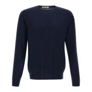 Merino Wool Crew Neck Sweater Filippo De Laurentiis , Blue , Heren