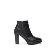 Studded Leren Enkellaarzen Ritssluiting Nerogiardini , Black , Dames