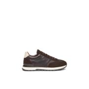 Leren en suède sneakers, donkerbruin Nerogiardini , Brown , Heren