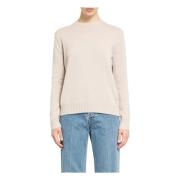 Kasjmier Gebreide Top Geribbelde Zoom Manchetten Max Mara , Beige , Da...