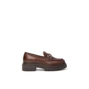 Leren Mocassins met Metalen Klem Nerogiardini , Brown , Dames