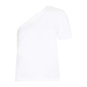 Een Schouder Katoenen Top Calvin Klein , White , Dames