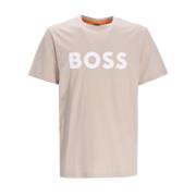 Mannen Denkend T-shirt Hugo Boss , Beige , Heren