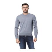 Merino Wol Ronde Hals Geborduurde Trui Billionaire , Gray , Heren