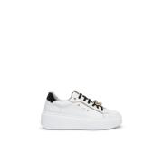 Witte Leren Juweel Sneakers Platform Nerogiardini , White , Dames