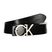 Omkeerbare Leren Riem Zwart/Wit Metalen Gesp Calvin Klein , Black , Da...