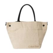 Zomer Verhaal Linnen Shopper Tas Calvin Klein , Beige , Dames