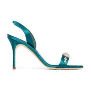 Kristallen Juweel Slingback Stiletto Hakken Manolo Blahnik , Green , D...