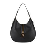 Zwarte Synthetisch Leren Grote Hobo Tas Elisabetta Franchi , Black , D...