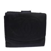 Pre-owned Leather wallets Chanel Vintage , Black , Dames