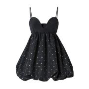 Gestructureerde Mini Jurk met Studs Pinko , Black , Dames