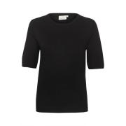 Zwart Diep Gebreide Pullover Trui Kaffe , Black , Dames