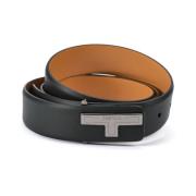 T-Gesp Kalfsleren Riem voor Personalisatie Testoni , Black , Unisex