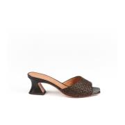 Vintage Peep-Toe Geweven Kalf Muiltje Testoni , Brown , Dames