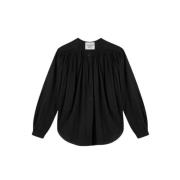 Zwarte katoenen blouse met pofmouwen Laurence Bras , Black , Dames