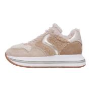 Leather and wool sneakers Melany Fur. Voile Blanche , Beige , Dames