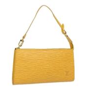 Pre-owned Leather pouches Louis Vuitton Vintage , Yellow , Dames