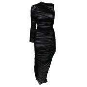 Zwarte Mesh Robe Jurk Mugler , Black , Dames