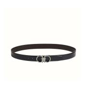 Zwart kalfsleren riem met Gancini-gesp Salvatore Ferragamo , Black , H...