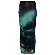 Gedrukte Mesh Lange Rok Pigalle Jean Paul Gaultier , Blue , Dames