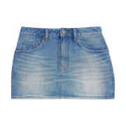 Blauwe Denim Minirok Ami Paris , Blue , Dames