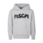 Lichtgrijs Melange Hoodie Msgm , Gray , Unisex