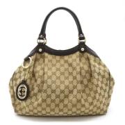 Pre-owned Canvas gucci-bags Gucci Vintage , Beige , Dames