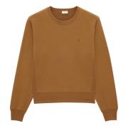 Geborduurd Logo Crew Neck Sweater Saint Laurent , Brown , Heren