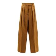 Katoen Linnen Wijde Pijp Broek Dries Van Noten , Brown , Dames