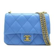 Pre-owned Leather chanel-bags Chanel Vintage , Blue , Dames