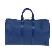 Pre-owned Leather travel-bags Louis Vuitton Vintage , Blue , Unisex