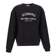 Zwarte Katoenen Crew Neck Sweatshirt Iceberg , Black , Heren