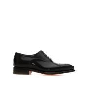 Klassieke Oxford Schoenen van Zwart Leer Santoni , Black , Heren