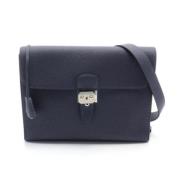 Pre-owned Leather shoulder-bags Hermès Vintage , Blue , Dames