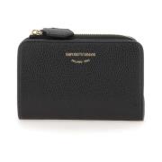 Vegan Leren Portemonnee Zwart Knoopsluiting Emporio Armani , Black , D...