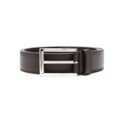 Bruin Leren Riem met Zilveren Gesp Prada , Brown , Heren