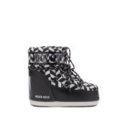 Lila Optische Print Lage Laarzen Moon Boot , Black , Dames